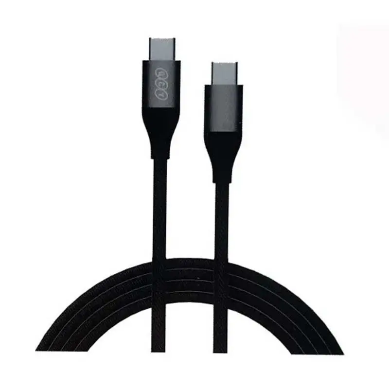 کابل شارژ کنفی USB-C به USB-C کیو سی وای مدل DC22 توان 100 وات طول 1.2 متر